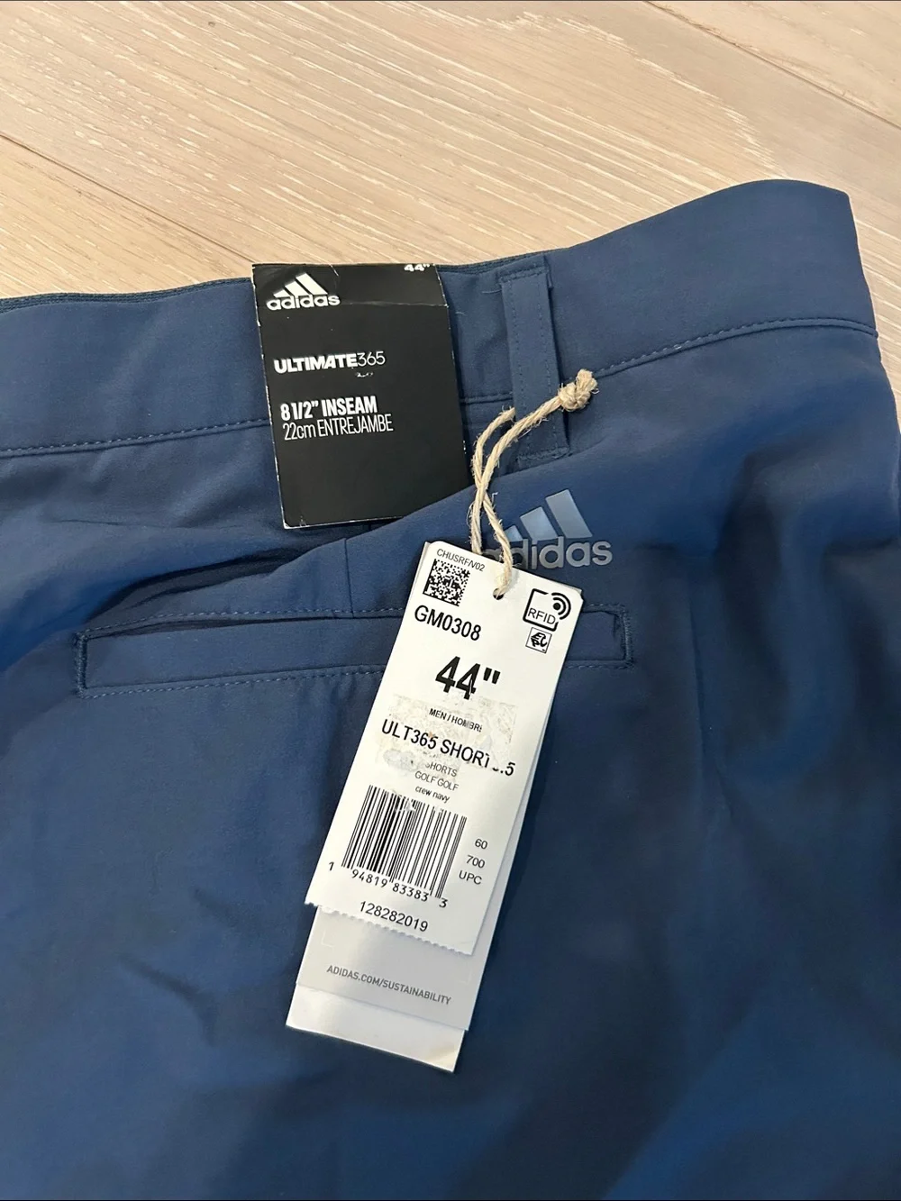 adidas Men's Dark Blue Flat Front Performance Shorts